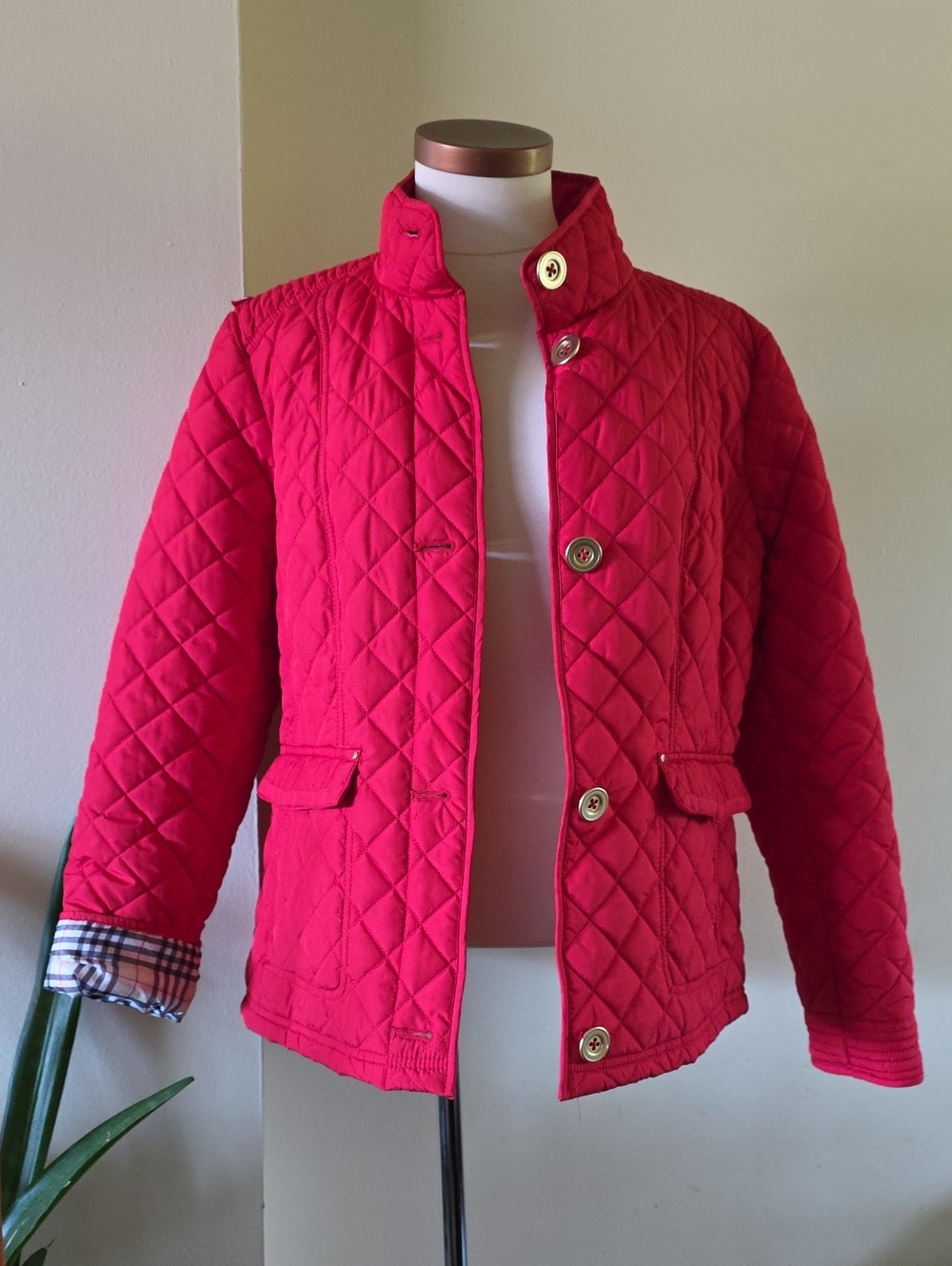 Weatherproof Quited Lined Button Front Fall/Spring Jacket - XL